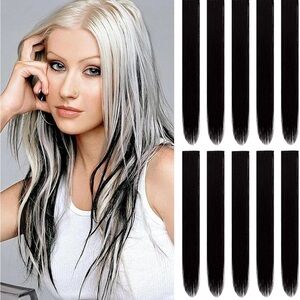 Synthetic 22 inch Colored Hair Extensions (10 PCS Black)